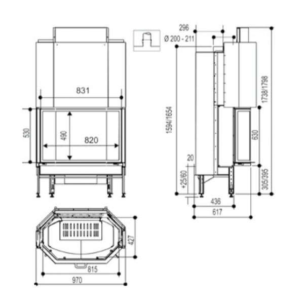 купить каминная топка cristal ii 401 bn (supra)