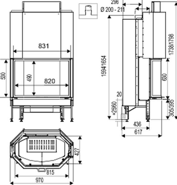 купить каминная топка cristal 411 b n (supra)