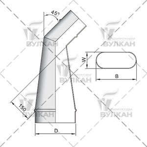 купить переходник 45° vog  120х240 на d248, aisi 321 (вулкан)