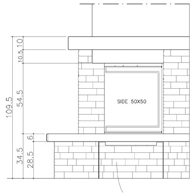 купить облицовка topazio dx, с банкетой, под side 50x50 (edilkamin)
