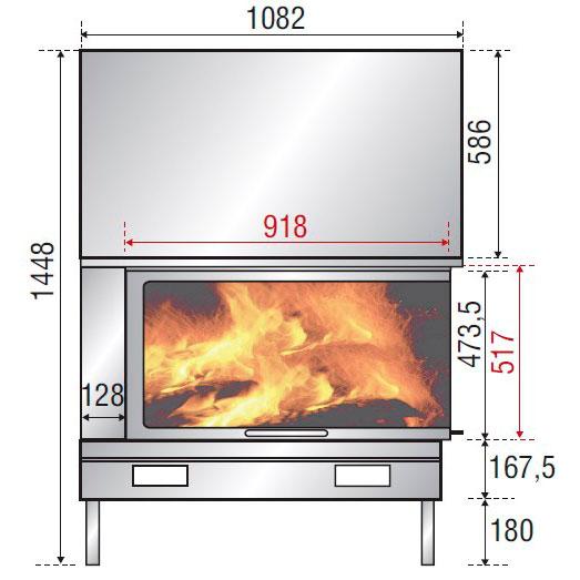 купить каминная топка h 1200 right lateral glass bg2 (axis)
