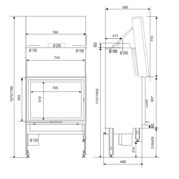купить каминная топка univers 231 b-pn (supra)