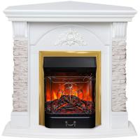 Электрокамин Athena Corner GR с очагом Majestic Lux Brass