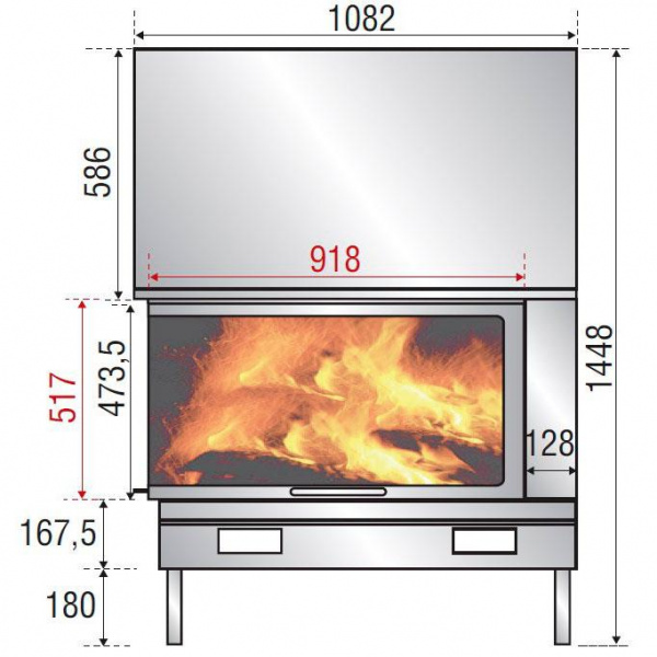 купить каминная топка h 1200 left lateral glass bg2 (axis)