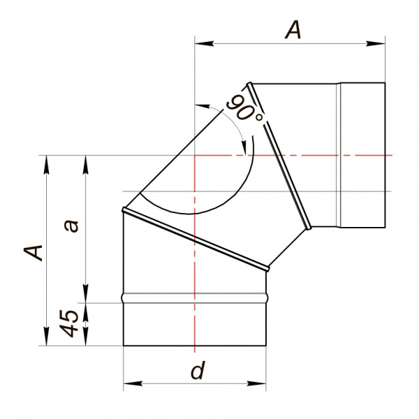 купить отвод 90° с лючком ревизии vbr d200, aisi 439 (вулкан)
