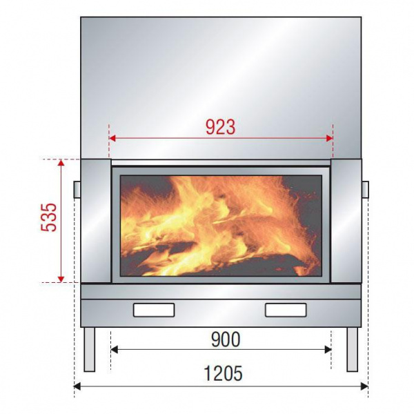 купить каминная топка h 1200 double face (axis)