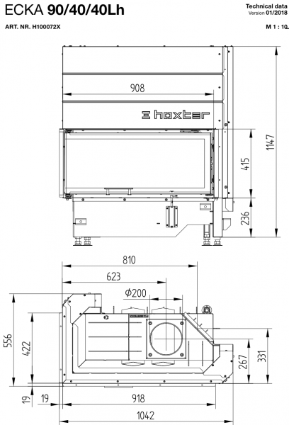 купить каминная топка hoxter ecka 90/40/40h