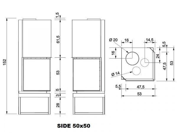 купить каминная топка side 50x50 n (edilkamin)
