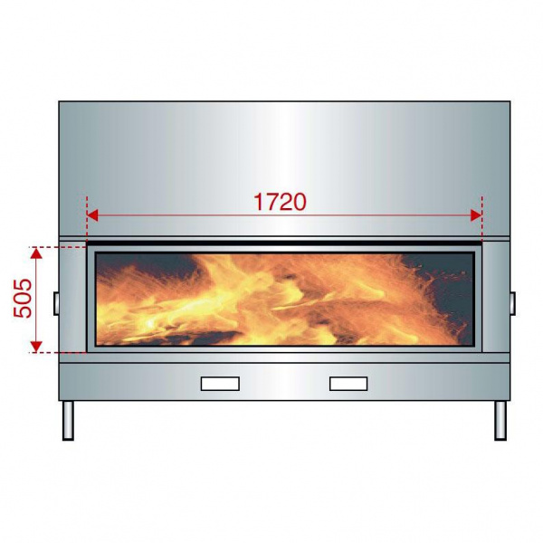 купить каминная топка h 1600 double face xxl ws black rt bg2 (axis)
