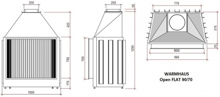 купить открытая каминная топка flat 90/70