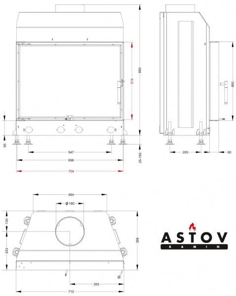 купить каминная топка astov пс 700 б