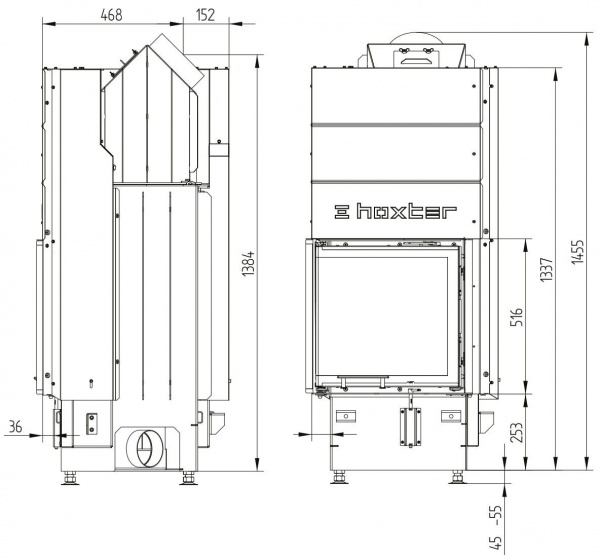 купить каминная топка hoxter ecka 51/51/51h