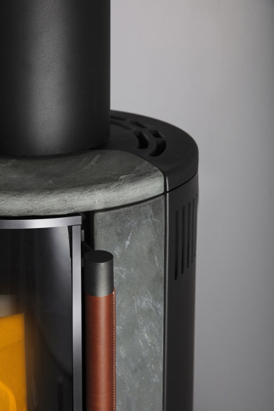 купить печь k900, высокая, soapstone, кожаная ручка + хромированная окантовка стекла (keddy)