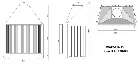 купить открытая каминная топка flat 100/80