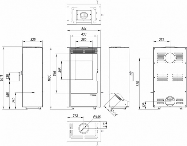 купить печь defro home viva 6квт, черная сталь