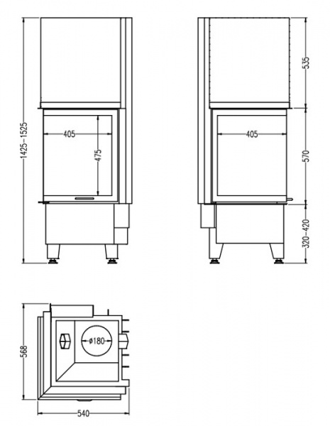 купить каминная топка radiante 500/57 h vp ecoplus t1, чёрная рамка (hark)