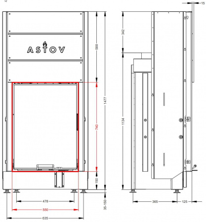 купить каминная топка astov пс 5574