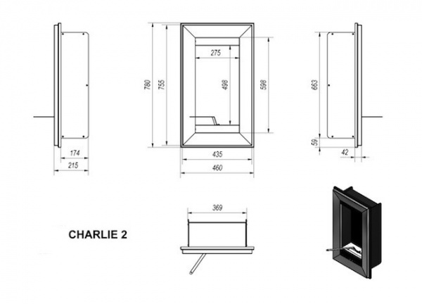 купить биокамин charlie 2 стальной