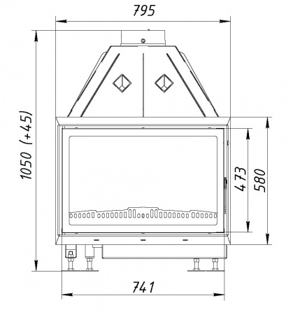 купить каминная топка экокамин альфа 800 b черный шамот