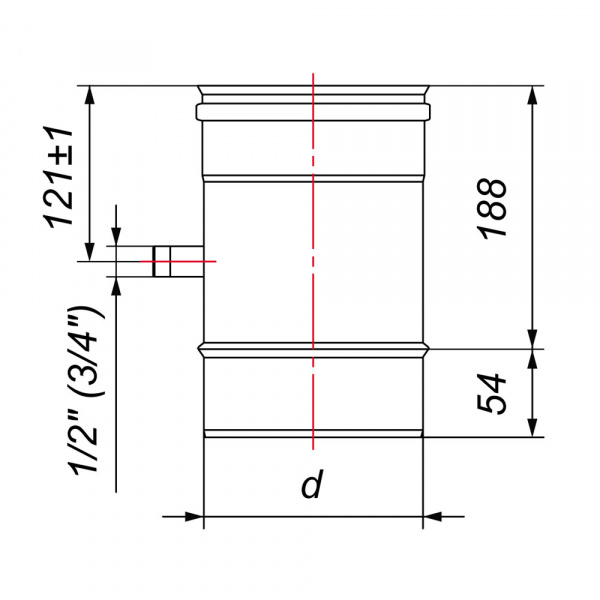 купить труба l250 d300 со штуцером для отбора проб, aisi 321 (вулкан)
