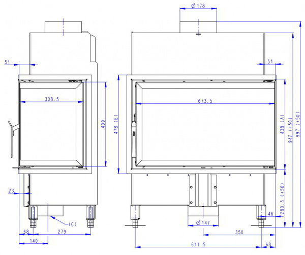 купить каминная топка romotop basic l/r 2g s 70.44.33.23