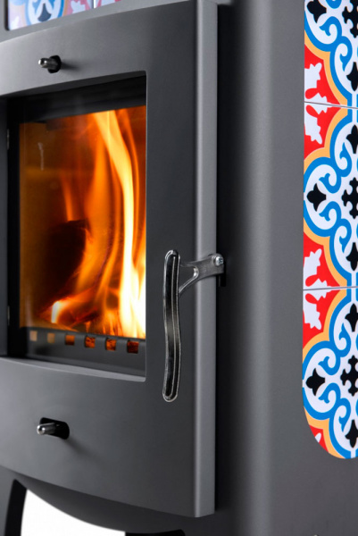 купить печь torino, серая с орнаментом (thorma)