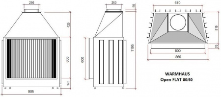 купить открытая каминная топка flat 80/60
