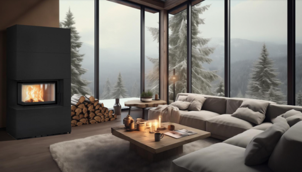 купить каминокомплект floki в облицовке naturali ardesia nero a spacco