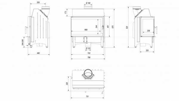 купить топка zibi/l/bs, г-образное стекло слева