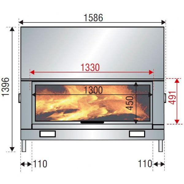 купить каминная топка h 1600 double face (axis)