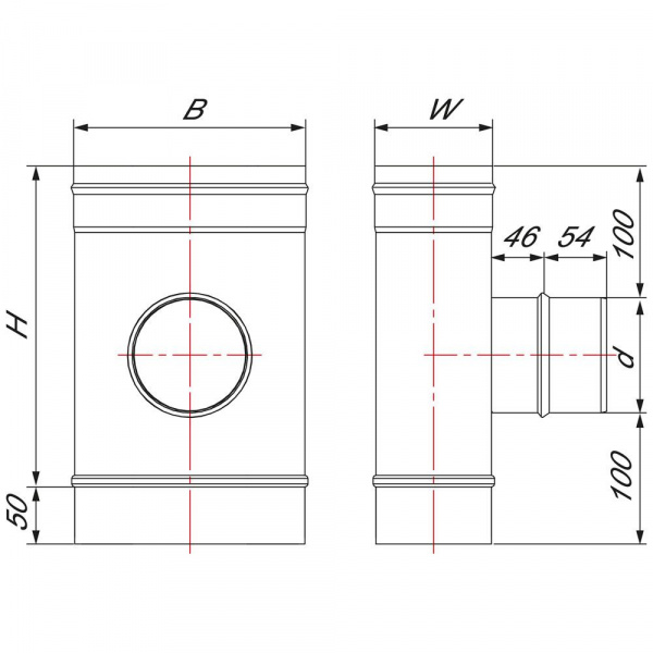купить тройник 90° 120x240 с патрубком круглого сечения d200, aisi 321 (вулкан)
