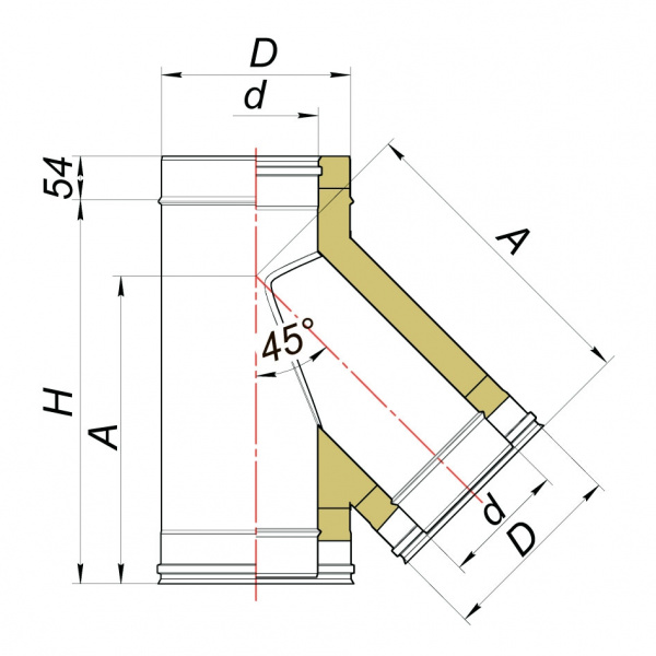 купить тройник 45° vbr d250/350, aisi 321/439 (вулкан)