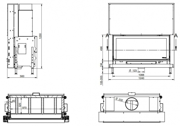 купить каминная топка kfd linea h 1180 4.0
