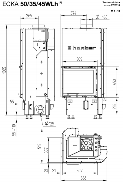 купить каминная топка hoxter ecka 50/35/45wh