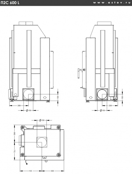 купить каминная топка astov п2с 600 l