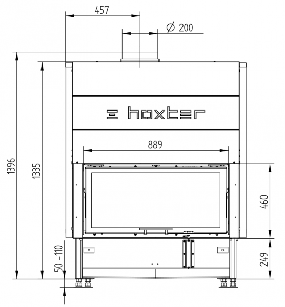 купить каминная топка hoxter haka 89/45 wh