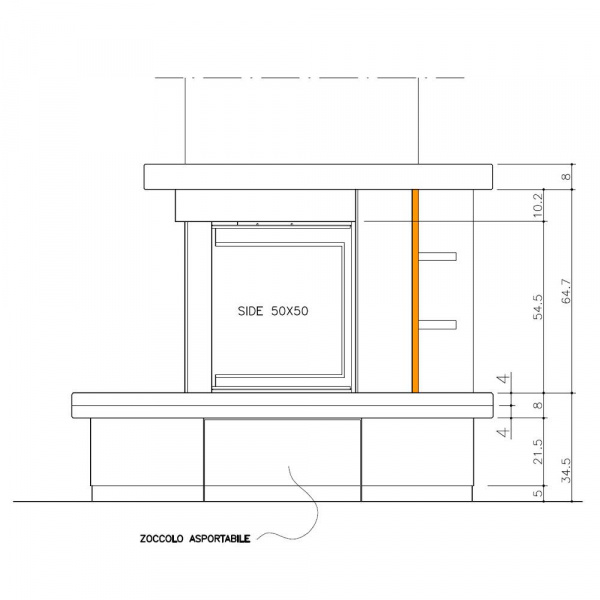 купить облицовка quarzo dx, под side plus 50x50 (edilkamin)
