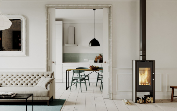 купить печь defro home solum log, 9квт, белая сталь