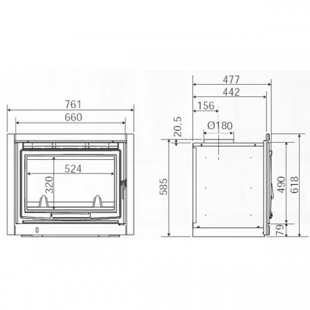купить каминная топка tertio 670 v li (supra)
