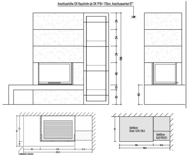 купить камин studio 12/45.10.0 b mc, с банкетой (hark)