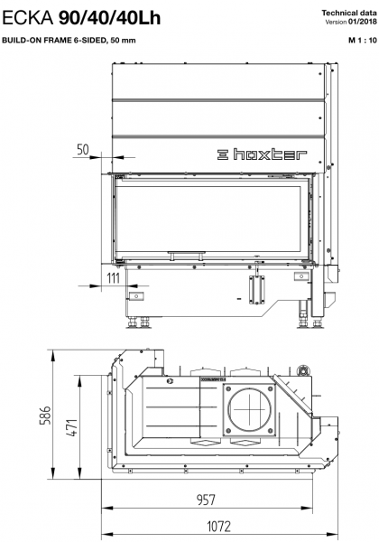 купить каминная топка hoxter ecka 90/40/40h