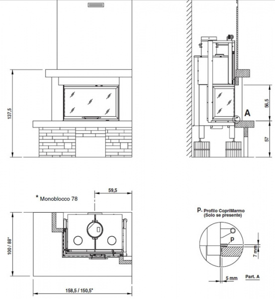 купить облицовка gubbio sx, без духовки (palazzetti)