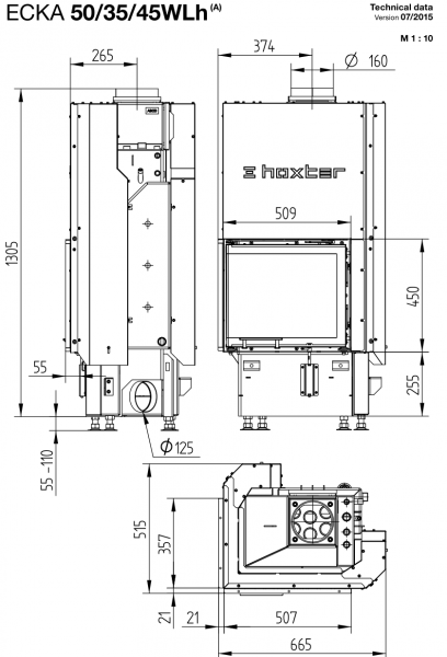 купить каминная топка hoxter ecka 50/35/45w